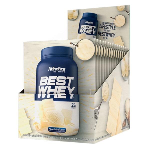 Encontraproduto.com.br - Suplemento Best Whey Protein Chocolate Branco Atlhetica Nutrition 1 Unidade 37g