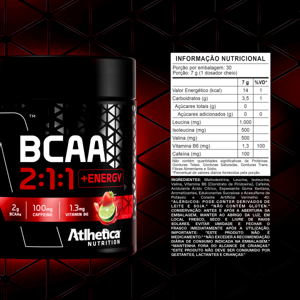 Encontraproduto.com.br - BCAA 2:1:1 +Energy 210g - Morango com Limão