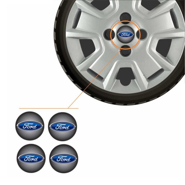Encontraproduto.com.br - Jogo Emblema Resinado 48mm Ford Para Calota Roda - 4 Peças