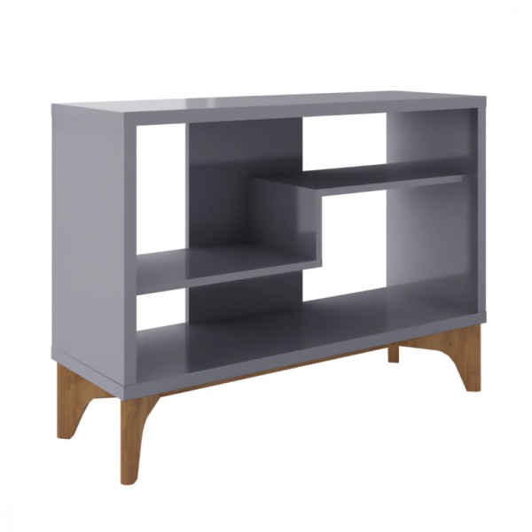 Encontraproduto.com.br - Estante Para Livro Decorativa Loft Caemmun - Cinza Brilho/Natture