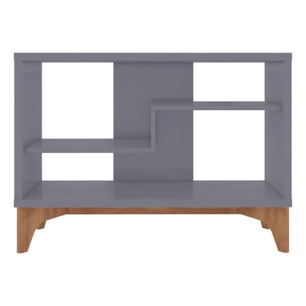 Encontraproduto.com.br - Estante Para Livro Decorativa Loft Caemmun - Cinza Brilho/Natture