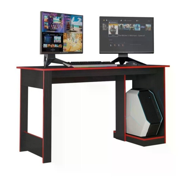 Mesa Gamer Para 2 Monitores Caemmun Preto TX e Vermelho 136x75x54cm