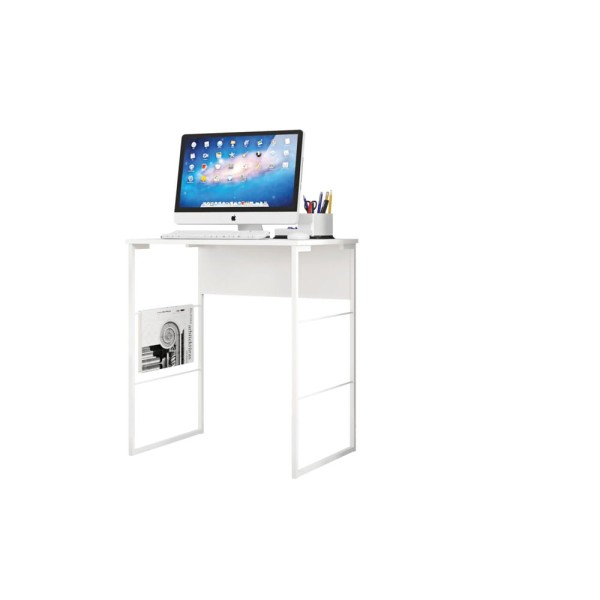 Encontraproduto.com.br - Mesa Escrivaninha Jogos Trabalho Fabrik 0.68 Quarto Escritório Madeira MDP Branco Fosco