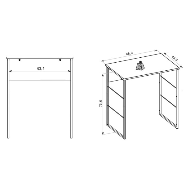 Encontraproduto.com.br - Mesa Escrivaninha Jogos Trabalho Fabrik 0.68 Quarto Escritório Madeira MDP Branco Fosco