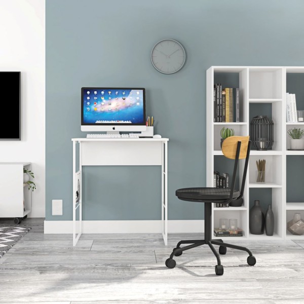 Encontraproduto.com.br - Mesa Escrivaninha Jogos Trabalho Fabrik 0.68 Quarto Escritório Madeira MDP Branco Fosco