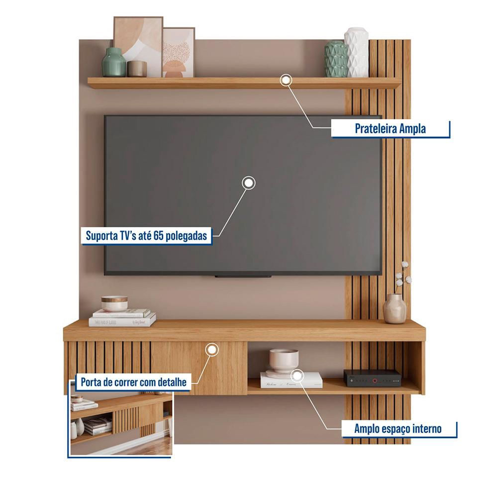 Encontraproduto.com.br - Painel Para Tv Até 55 Polegadas Moon Marrom Caemmun