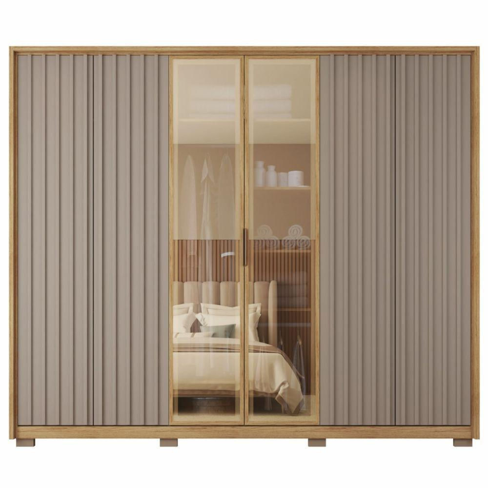 Guarda Roupa Casal Caemmun Centurium 270 Cm 6 Portas Com Espelho Buruti/fendi