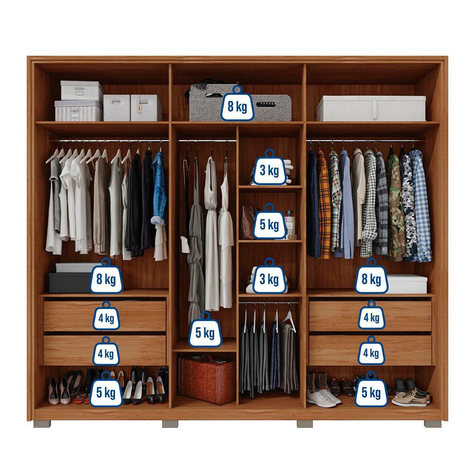 Encontraproduto.com.br - Guarda Roupa 6 Portas 4 Espelhos Marrom Diamond Caemmun