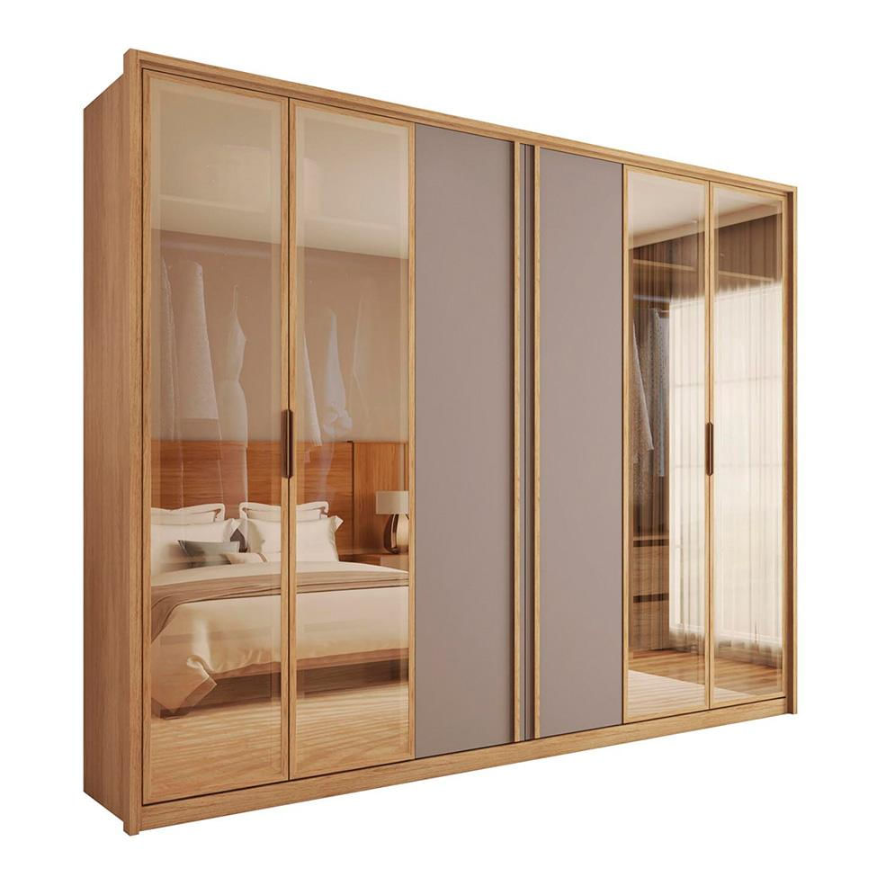 Encontraproduto.com.br - Guarda Roupa 6 Portas 4 Espelhos Marrom Diamond Caemmun