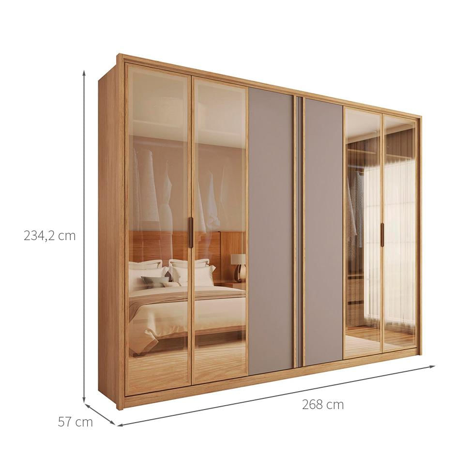 Encontraproduto.com.br - Guarda Roupa 6 Portas 4 Espelhos Marrom Diamond Caemmun