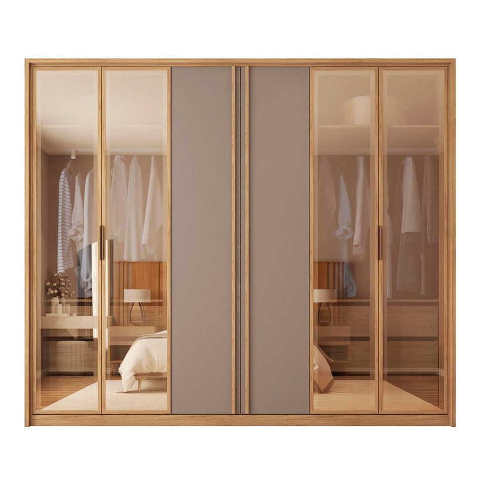 Encontraproduto.com.br - Guarda Roupa 6 Portas 4 Espelhos Marrom Diamond Caemmun