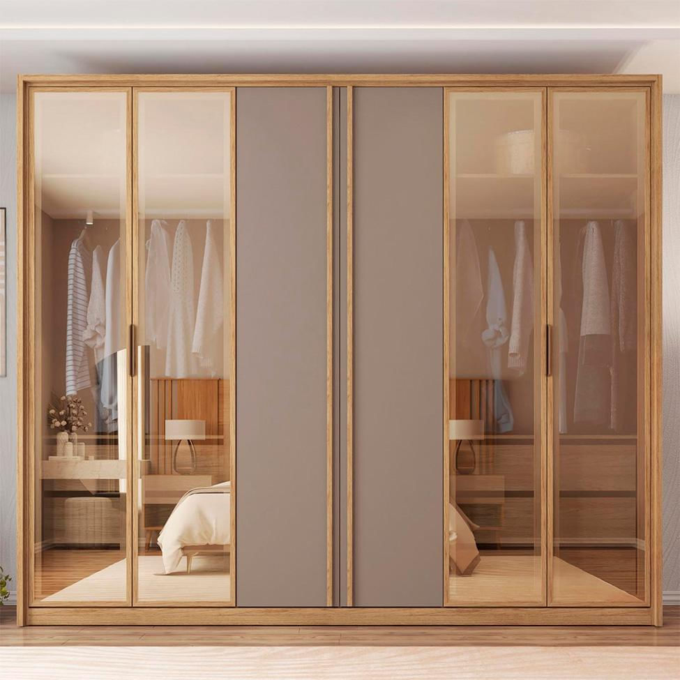 Encontraproduto.com.br - Guarda Roupa 6 Portas 4 Espelhos Marrom Diamond Caemmun