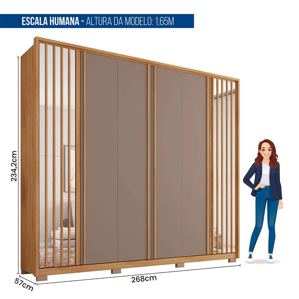Encontraproduto.com.br - Guarda-roupa Casal Orfeus 6 Portas 4 Gavetas Com Espelho