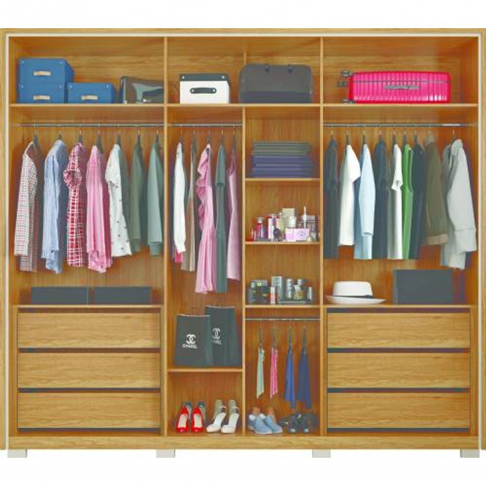 Encontraproduto.com.br - Guarda-roupa Casal Orfeus 6 Portas 4 Gavetas Com Espelho