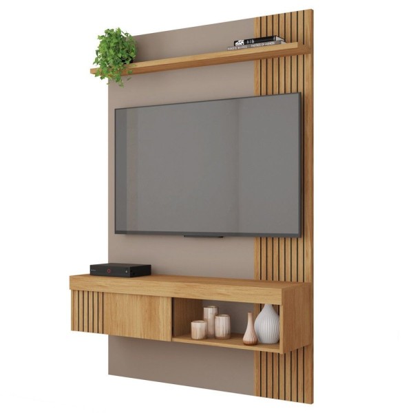 Painel Para Tv 45 Pol Com Bancada Suspensa 120cm Jade Buriti Fendi Caemmun