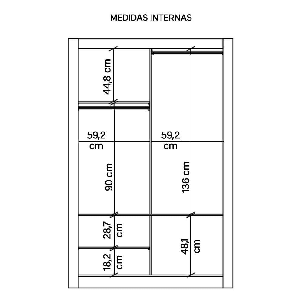 Encontraproduto.com.br - Guarda Roupa Solteiro Grande 2 Portas Marrom Glass Caemmun