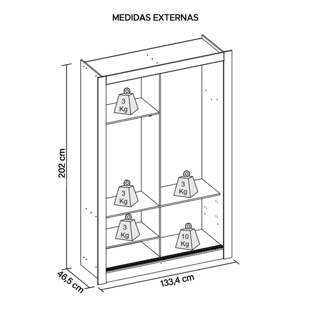 Encontraproduto.com.br - Guarda Roupa Solteiro Grande 2 Portas Marrom Glass Caemmun