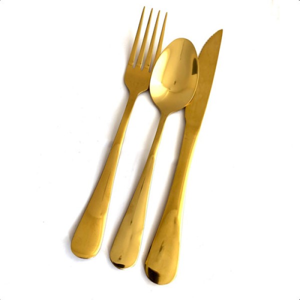 Encontraproduto.com.br - Kit C/ 12 Garfos De Mesa Elite Glamour Dourado