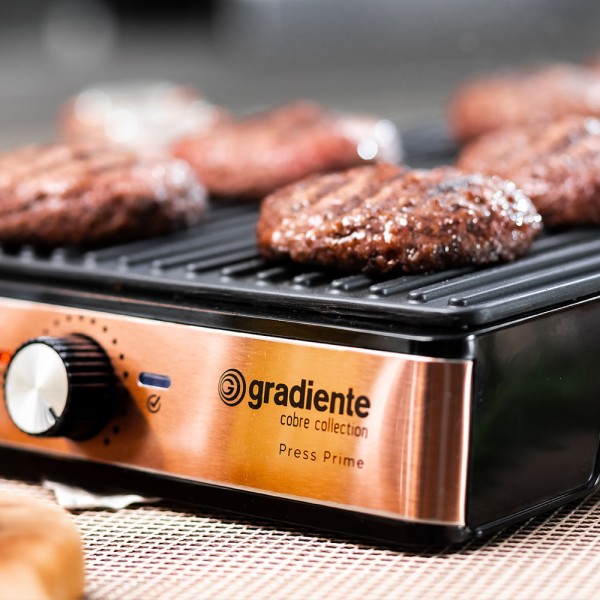 Encontraproduto.com.br - Grill Press Prime Inox Gradiente 2000W Pggr152 Cobre 110V