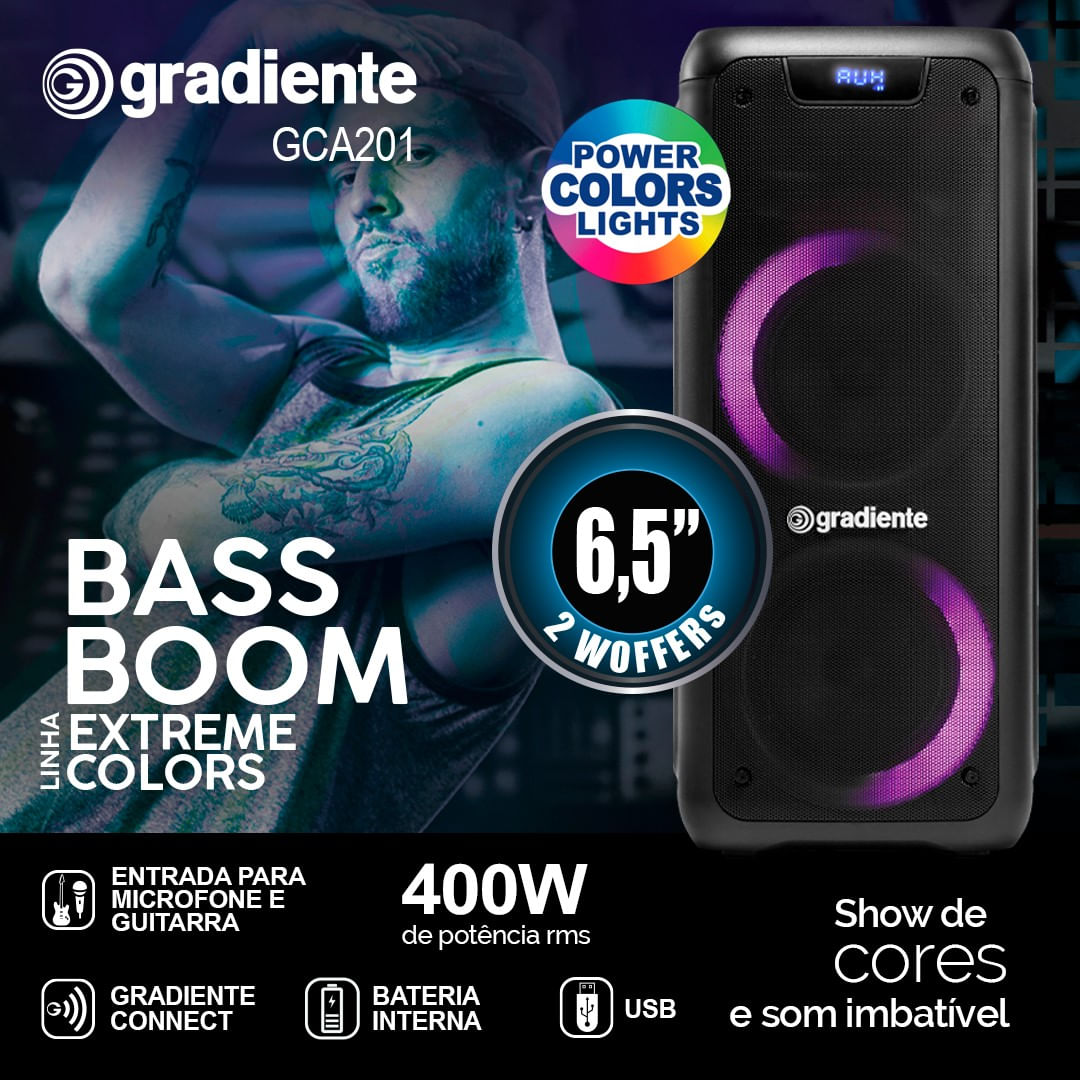 Encontraproduto.com.br - Caixa De Som Gradiente GCA201 400W Bluetooth Rádio FM