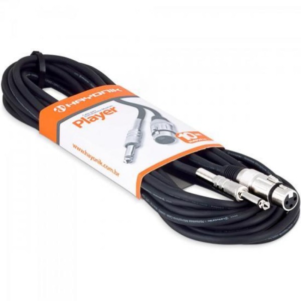 Encontraproduto.com.br - Cabo para Microfone XLR(F) X P10 10M Player Preto Hayonik