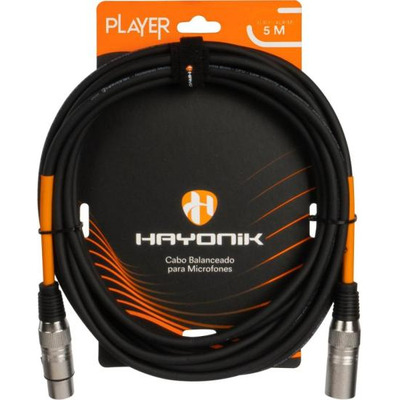 Encontraproduto.com.br - Cabo Para Microfone Player XLR(F) x XLR(M) 5m Preto Hayonik