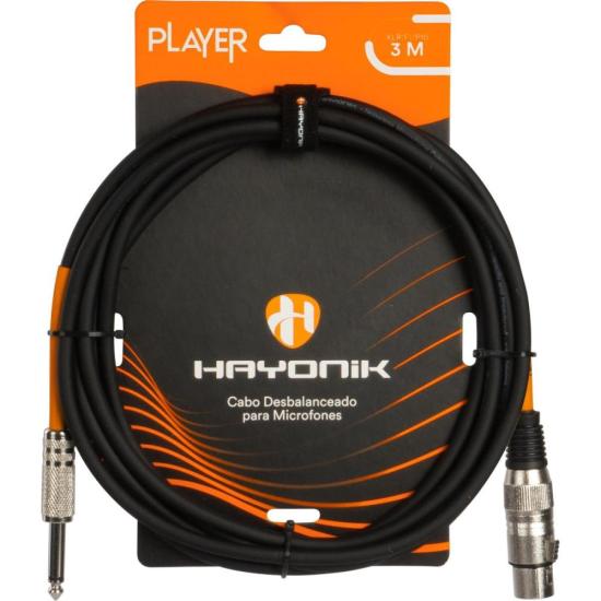 Cabo Para Microfone Player XLR(F) X P10 3m Preto Hayonik
