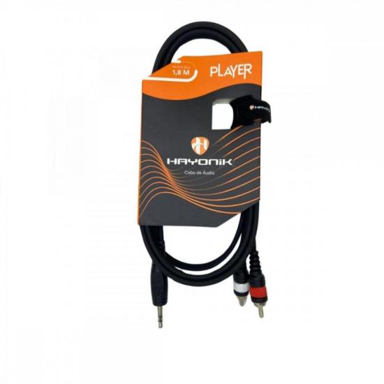 Cabo de Áudio Player P2 x RCA 1,8m Preto Hayonik
