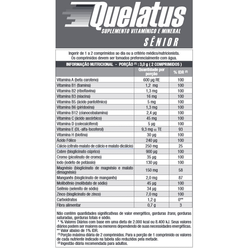 Encontraproduto.com.br - Quelatus Sênior Frasco Com 30 Comprimidos