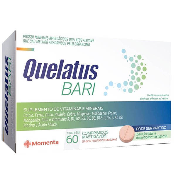 Encontraproduto.com.br - Quelatus Bari Frutas Vermelhas Com 60 Comprimidos Mastigaveis