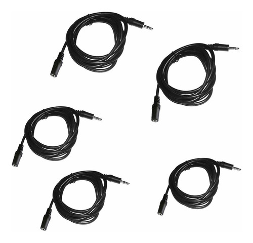 Kit 5 Cabo Extensor Extensao Fone P2 Macho X Femea 5 Metros