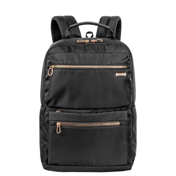 Encontraproduto.com.br - Mochila Grande 2 Compartimentos Notebook 15 Sestini Elegance - Preto