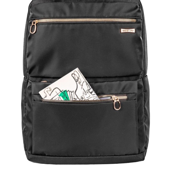 Encontraproduto.com.br - Mochila Grande 2 Compartimentos Notebook 15 Sestini Elegance - Preto
