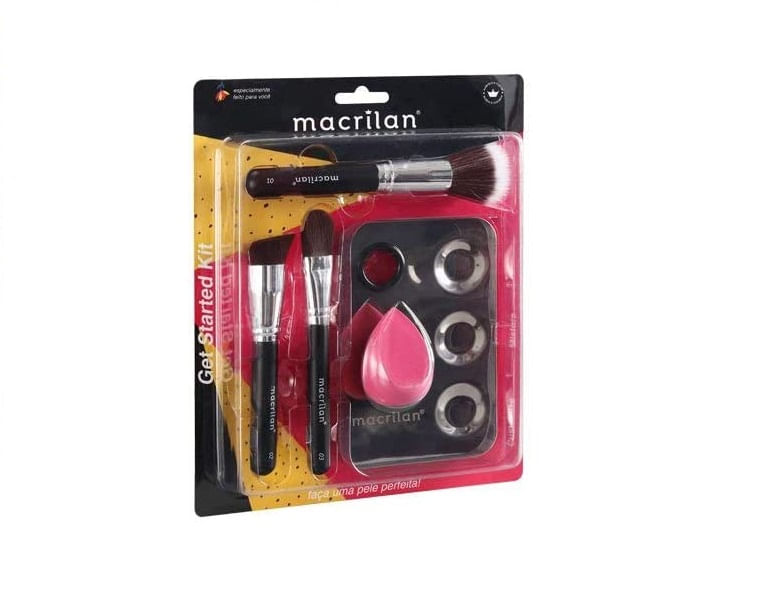 Encontraproduto.com.br - Macrilan KP10-1 Get Started Kit – 3 Pincéis de Maquiagem + 1 Esponja + 1 Placa