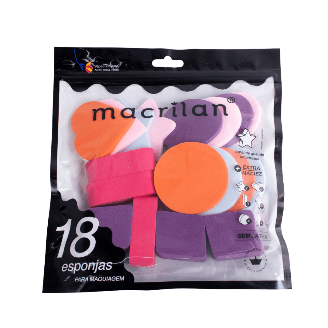 Kit Com 18 Esponjas Para Maquiagem Macrilan