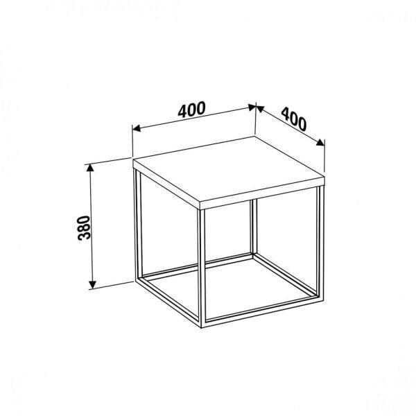 Mesa Lateral Quadrada Cube Artesano 38 Cm (altura) Em Mdp Bp Estrutura Preta Em Aço Vermont