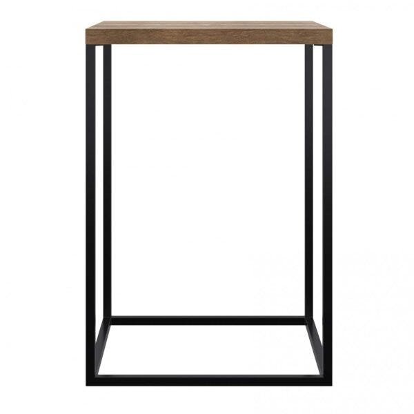 Encontraproduto.com.br - Mesa Lateral Quadrada Cube Artesano 40 Cm (largura) Em Mdp Estrutura Preta Em Aço Vermont