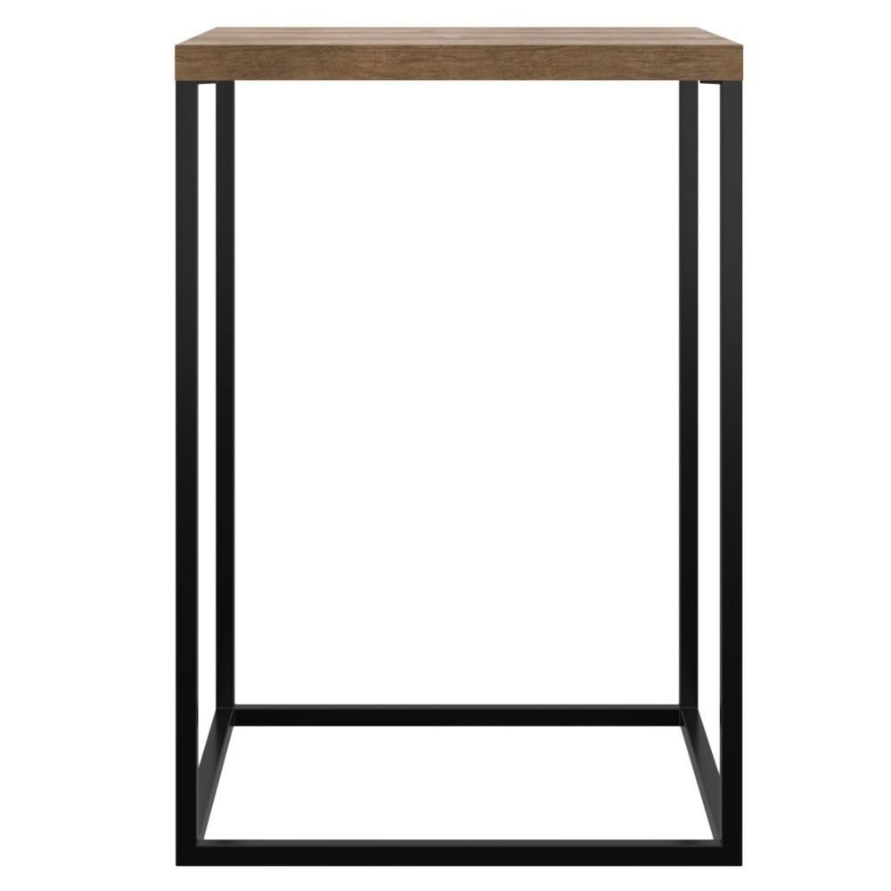 Encontraproduto.com.br - Mesa Lateral Quadrada Cube Artesano 40 Cm (largura) Em Mdp Estrutura Preta Em Aço Vermont