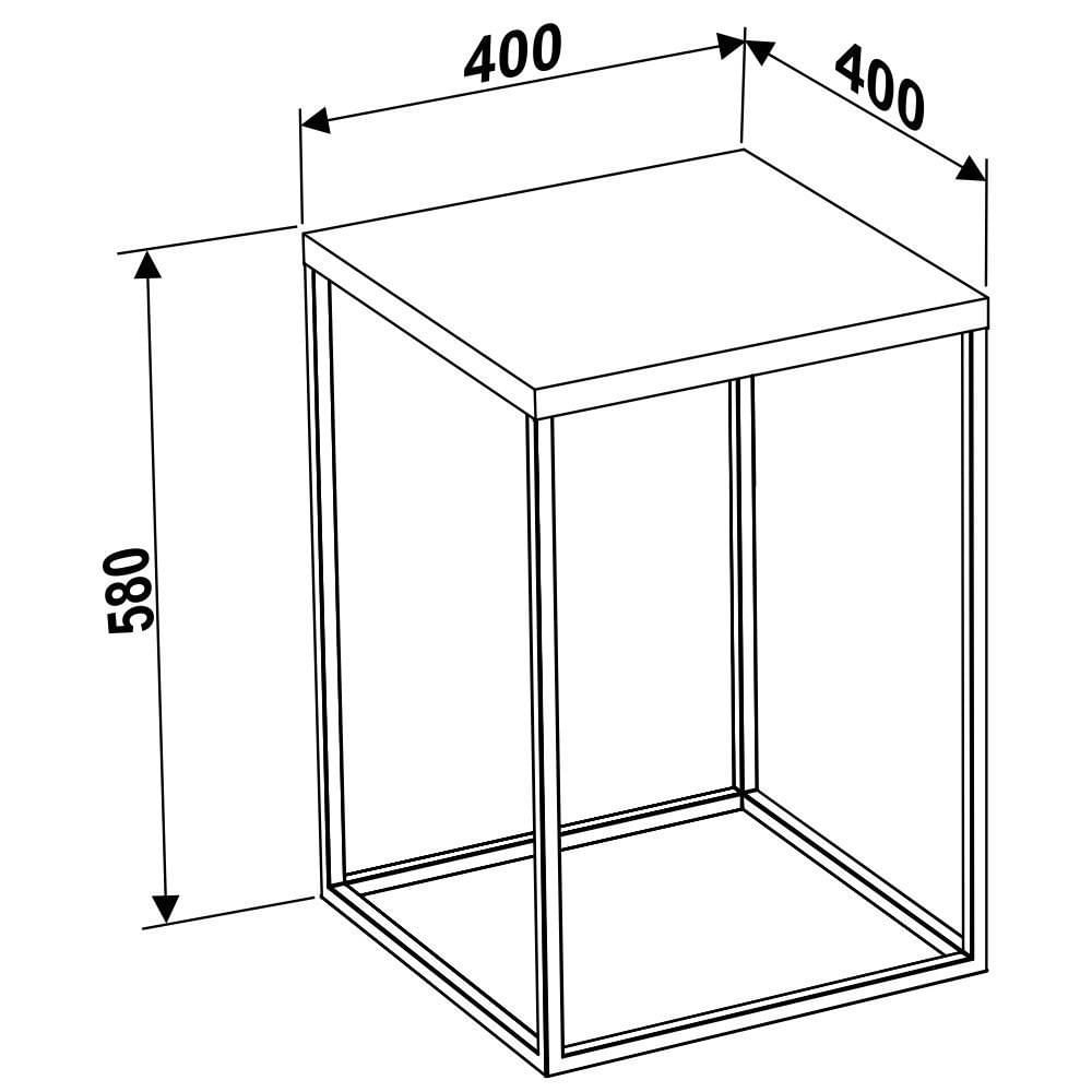 Encontraproduto.com.br - Mesa Lateral Quadrada Cube Artesano 40 Cm (largura) Em Mdp Estrutura Preta Em Aço Vermont