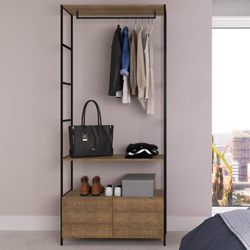 Estante Guarda Roupa P- Closet 2 Gavetas E Cabideiro
