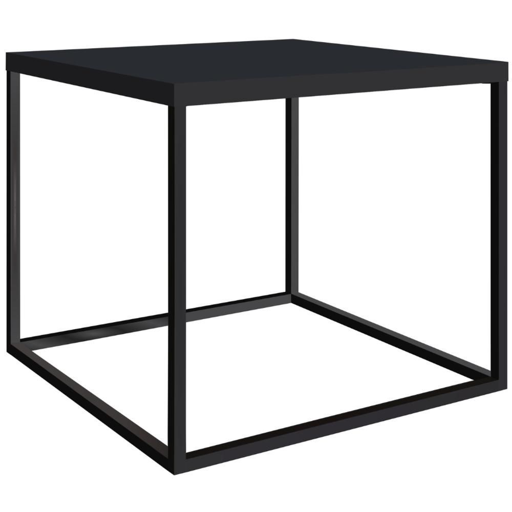 Mesa De Centro Quadrada Cube G Artesano 43 Cm (altura) Em Mdp Preto Estrutura Em Aço Preto