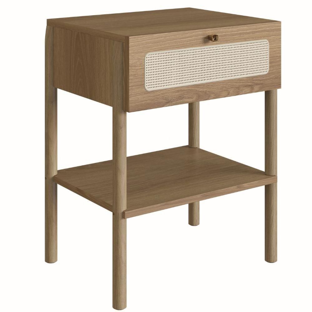Encontraproduto.com.br - Mesa De Cabeceira Para Quarto Com Tela Sintética E Gaveta Cor:hanover Com Roble Hanover Com Roble