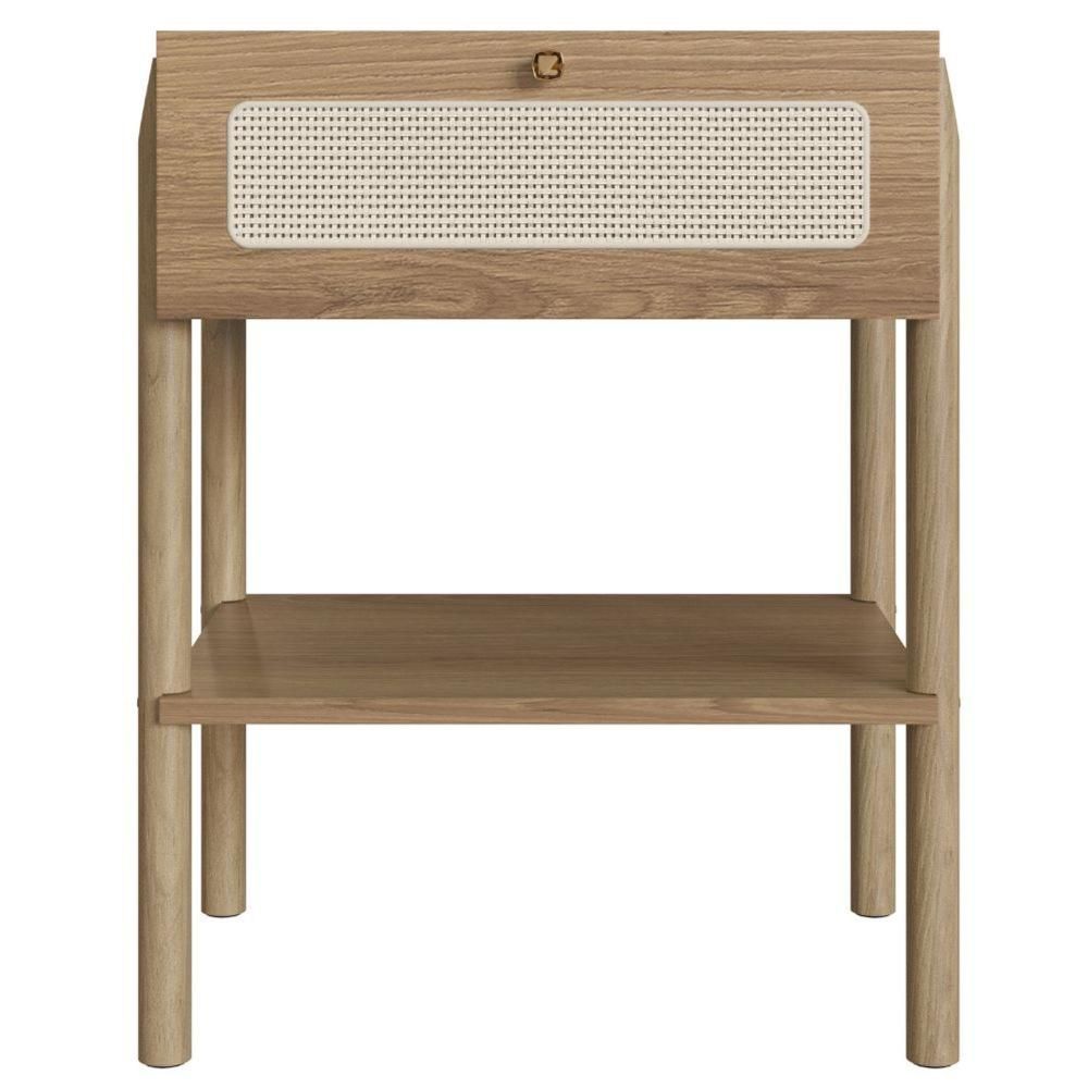 Encontraproduto.com.br - Mesa De Cabeceira Para Quarto Com Tela Sintética E Gaveta Cor:hanover Com Roble Hanover Com Roble