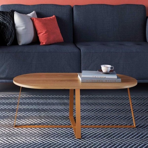 Encontraproduto.com.br - Mesa De Centro Retangular Artesano 90 Cm (largura) Em Mdp Bp Estrutura Metálica Em Aço Dourado