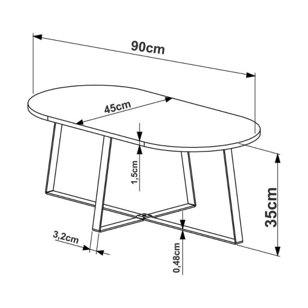 Encontraproduto.com.br - Mesa De Centro Retangular Artesano 90 Cm (largura) Em Mdp Bp Estrutura Metálica Em Aço Dourado