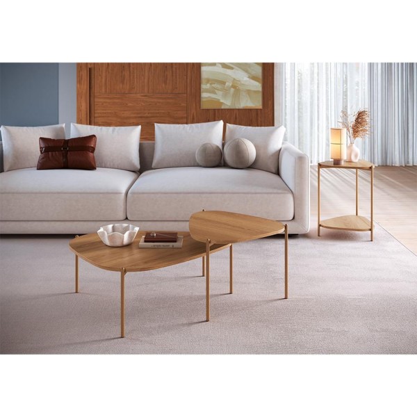 Encontraproduto.com.br - Mesa de Centro Complementos Orgânica Hanover e Dourada 77 cm