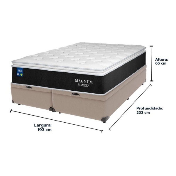 Encontraproduto.com.br - Cama Box King Bege Colchão Magnum Plumatex Chronos 180g D26