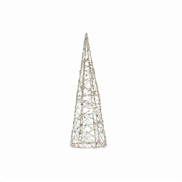 Encontraproduto.com.br - Enfeite de Natal Árvore Aramada com Glitter Yangzi cor Champagne 6 cm x 20 cm