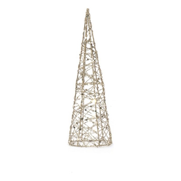 Encontraproduto.com.br - Enfeite de Natal Árvore Aramada com Glitter Yangzi cor Champagne 6 cm x 20 cm