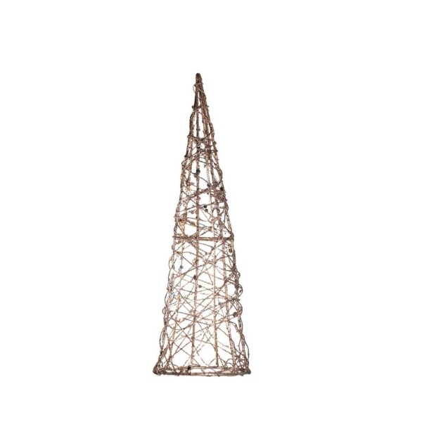 Encontraproduto.com.br - Enfeite de Natal Árvore Aramada com Glitter Yangzi cor Champagne 6 cm x 20 cm